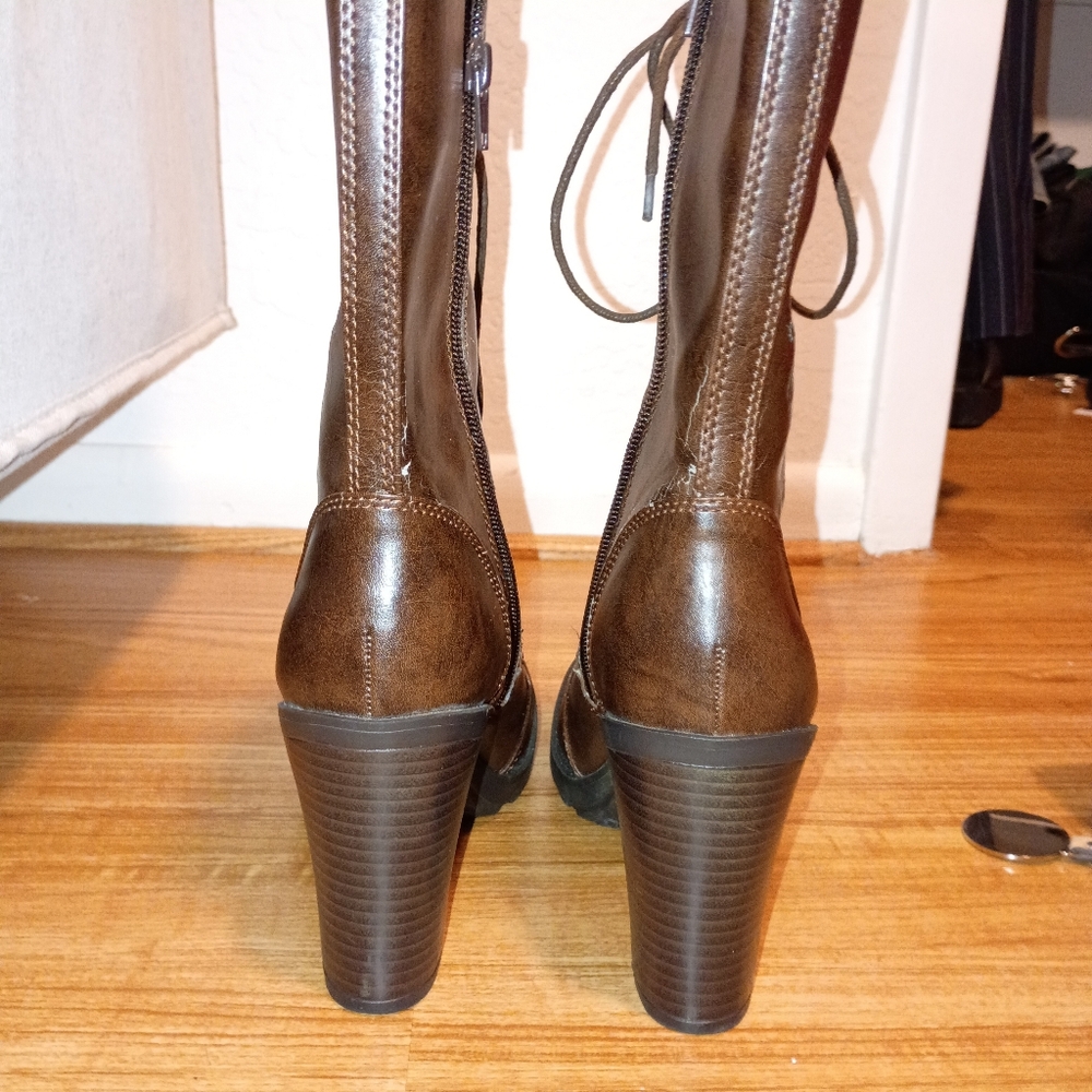 Arizona Jean Co. Brown Brogue-Style Heeled Lace-Up Boots | Size 7 1/2 👢 - Picture 16 of 16